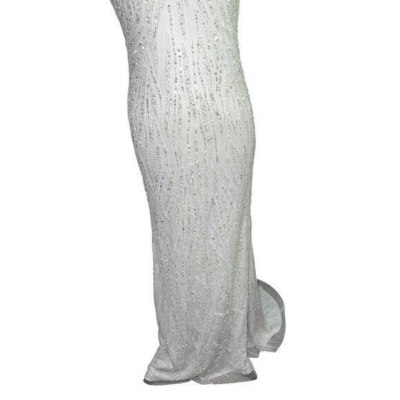 Lulus Glamourous Ever After White Sequin Beaded Backless Maxi Wedding Dress Sz S - Picture 7 of 16